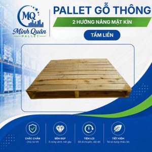 Pallet gỗ thông 2 hướng nâng mặt kín (Tấm liền)